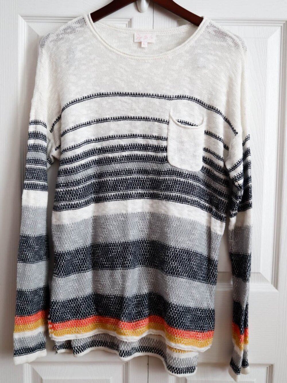 100% Cotton Lightweight Striped Pullover Sweater Boho Hem & Thread Shop The Cue